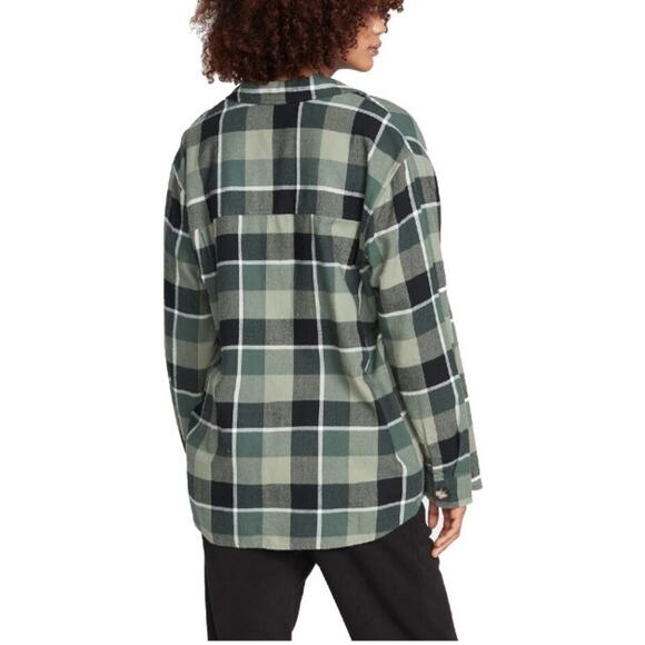 Volcom Green Plaid Flannel Medium - Picture 2 of 6